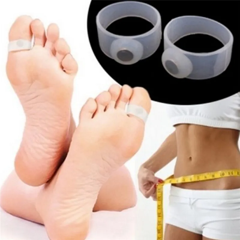 HOT 1Pair=2pcs Slimming Lose Weight Care Tool Silicone Magnetic Massage Foot Toe Rings