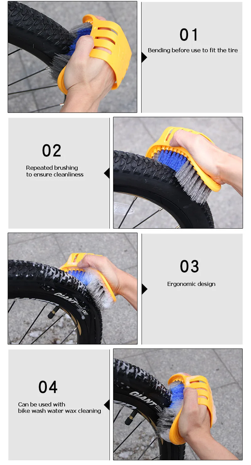 6 pcslot Bicycle Chain Cleaner Cycling Cleaning Tire Brushes Tool Kits set MTB Road Bike Clean Gloves Bicycle Cleaing Kit R0183 (7)