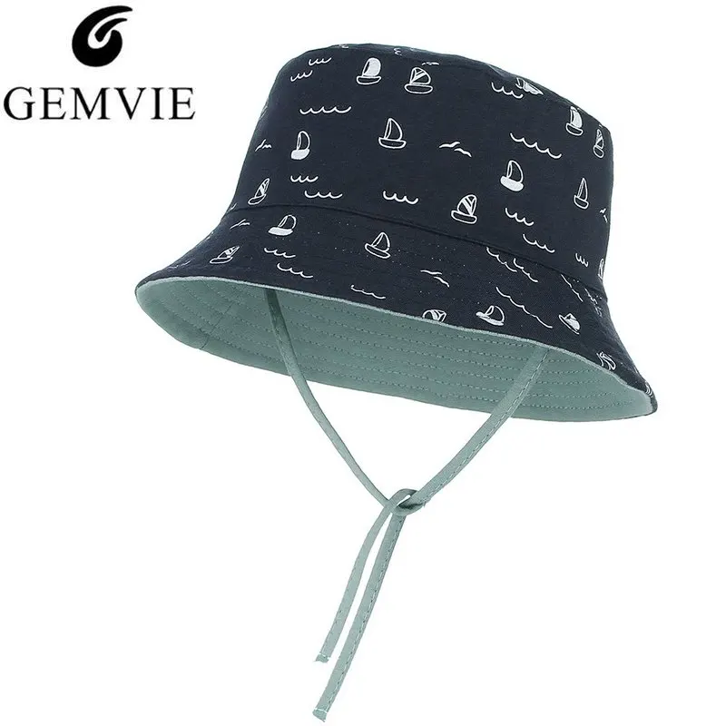 

GEMVIE Summer Sun Hat for Kids Stars Print Bucket Hat Children Foldable Breathable Cotton Reversible Hat Outdoor Beach Hat