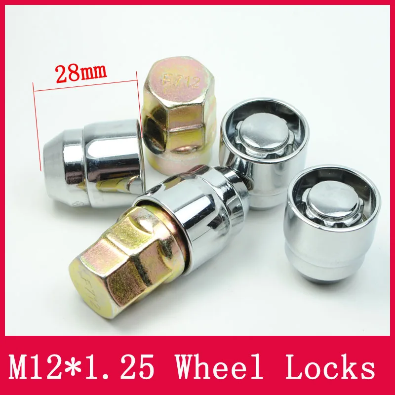 4 гайки + 2 ключа M12x1.25 1 25 для колесных замков противоугонная Защитная гайка
