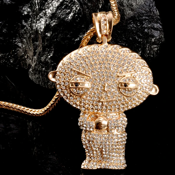 Mr Chris Da Jeweler Custom lab Diamond Big Head Stewie Pendant Necklace