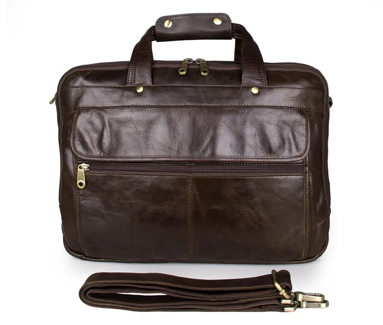 Bestnote Laptop Große echtes Aktentasche Rindleder 7146c Messenger Männer Leder black Umhängetasche Zoll Business Kapazität grey 15 Coffee rqRxz1rw