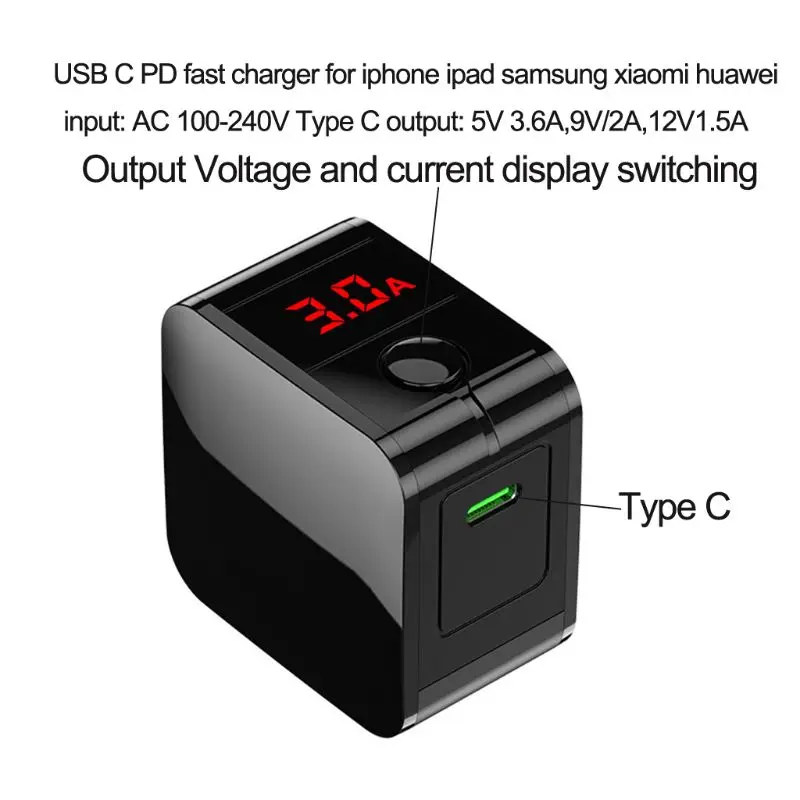 Адаптер питания 18 Вт мобильный телефон быстрое зарядное устройство с дисплеем напряжения тока для iPhone ipad samsung Xiaomi huawei смартфон планшет