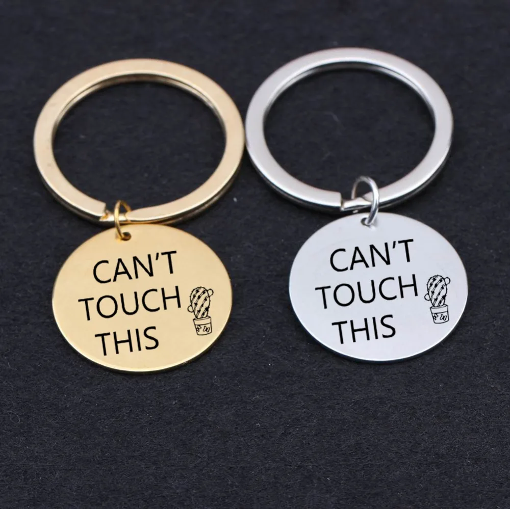 Engraved Can't Touch This cactus key chains gift for couples lover's keyring tag charm family friends car driver | Украшения и