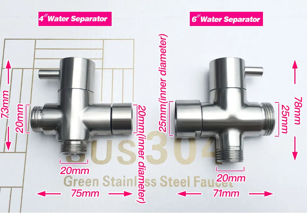 304 из нержавеющей стали переключающий клапан 3 способа сепаратор воды футболка для душа адаптер
