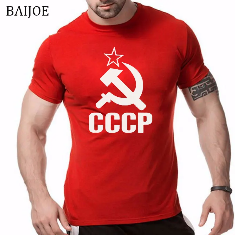 Мужская футболка с коротким рукавом BAIJOE CCCP хлопковая Футболка круглым вырезом в