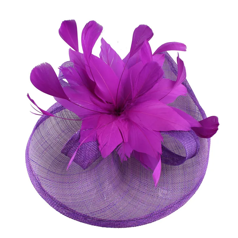 Women rose Sinamay millinery beautiful feather flower Fascinator Hats Black Female Kentucky Derby Church Wedding Party Headbands