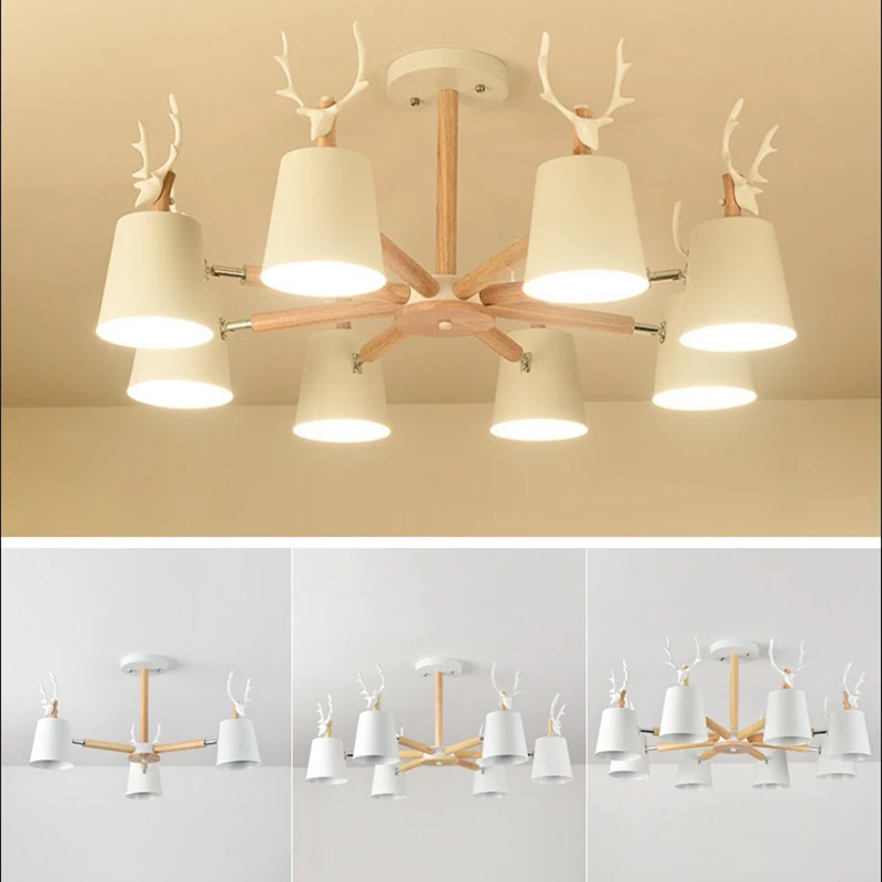 Скандинавские современные минималистичные рога абажур лампы люстра E27 led твердой древесины освещение для кухни гостиной спальни Кабинета отеля