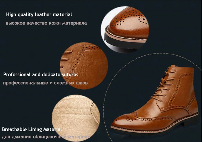 Men's Boots Lace-up Fashion Boot Black Shoes Men Boots Chelsea Genuine Leather Winter Shoes Mens Military Boots Men Combat Brand (4)