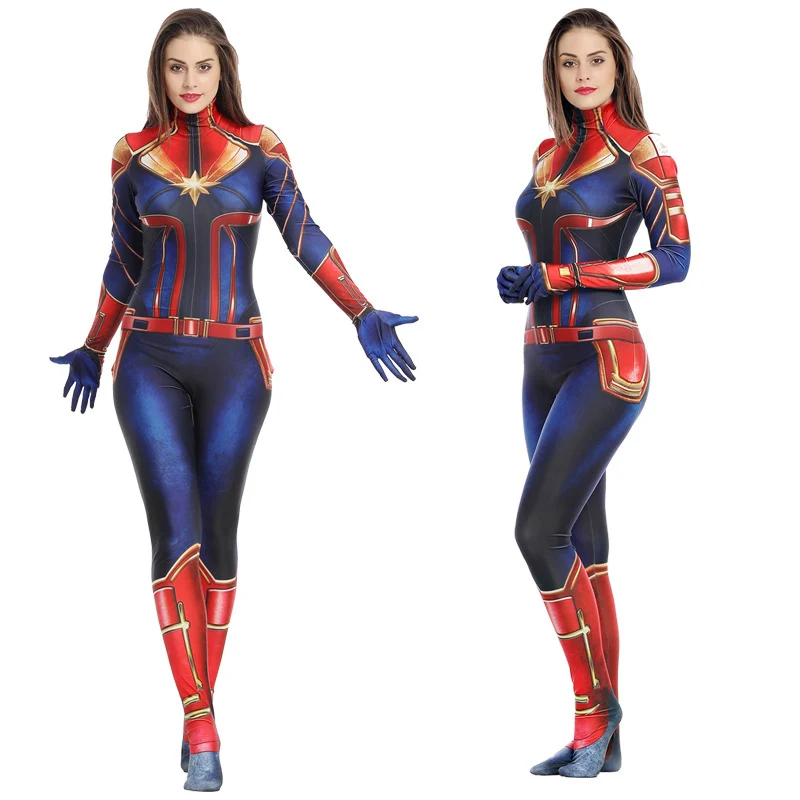 Взрослый Марвел Капитан косплей костюм женский супергерой Marvel Хэллоуин MS Carol Danvers