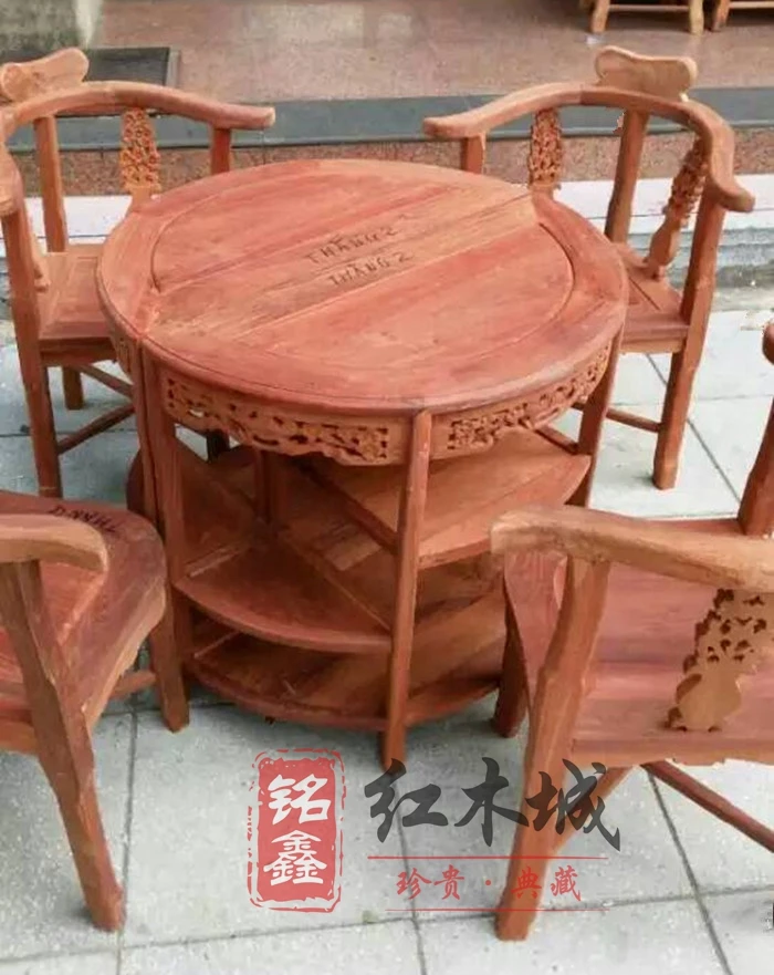 Mahogany furniture Burmese rosewood coffee table 5 piece set, large fruit rosewood leisure table chess table dining table solid Mahogany furniture Burmese rosewood coffee table 5 piece set, large fruit rosewood leisure table chess table dining table solid