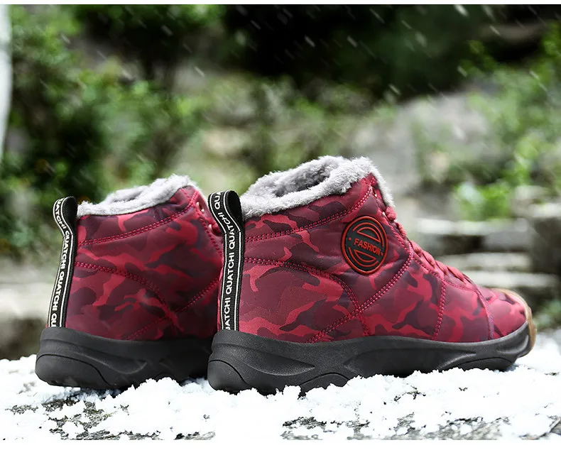 Men Waterproof Ankle Boots Winter Warm Plush Snow Boots Men Outdoor sneaker Work Boots Male Rubber Winter Men's boots Size 46