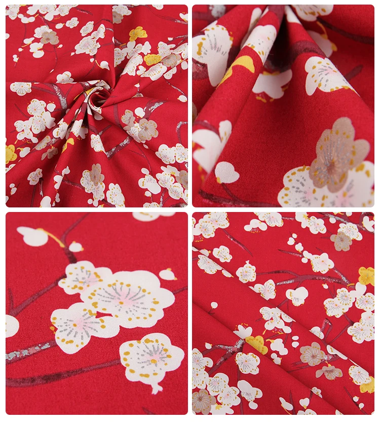 ZENGIA 100 cotton sateen stretch vintage Japanese style fabric for DIY