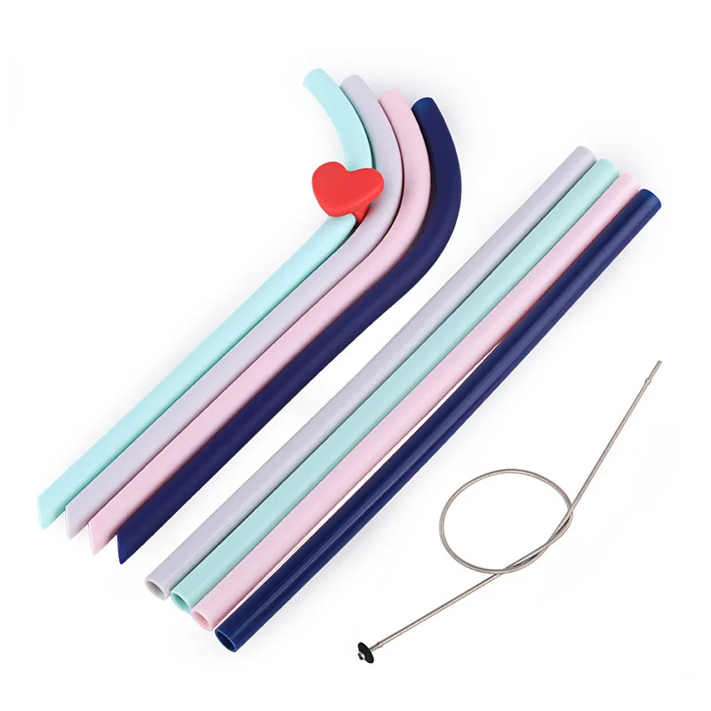 

5/10Pcs Reusable Silicone Drinking Straws Set with Long Flexible Straws Cleaning Brushes for Coffee Tea Bar Party Straws