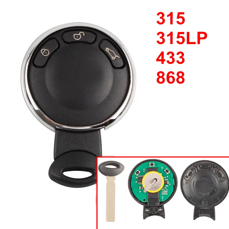 3 кнопки дистанционного ключа Cas Stystem для BMW Mini Cooper 315 315LP 433 868 МГц|bmw key 433| |