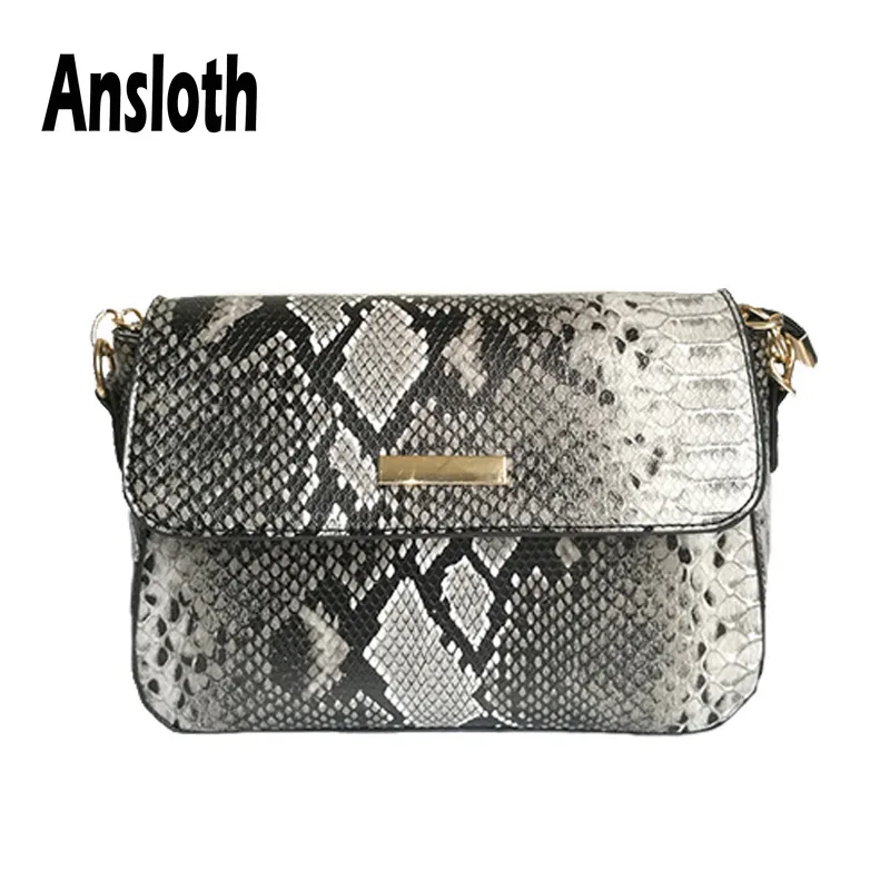 

Ansloth New Serpentine Designer Shoulder Bags For Women Fashion Chain Crossbody Bags Ladies PU Leather Small Square Bags HPS566