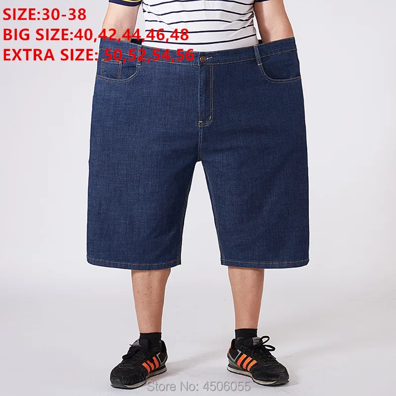 Compra Los hombres pantalones cortos de Denim de cintura alta de verano Vaqueros Loose Masculino hombre Homme de gran tamaño grande de talla grande 48 50 52 54 56 Jeans de Bermudas xXKoMMLMZ