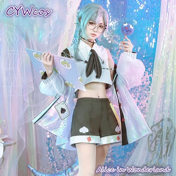 

Alice in Wonderland Laser Boy Green Worm Cosplay Costume Girl Lovely Halloween Costumes Coat+Top+Shorts+Socks+Headdress+Tail