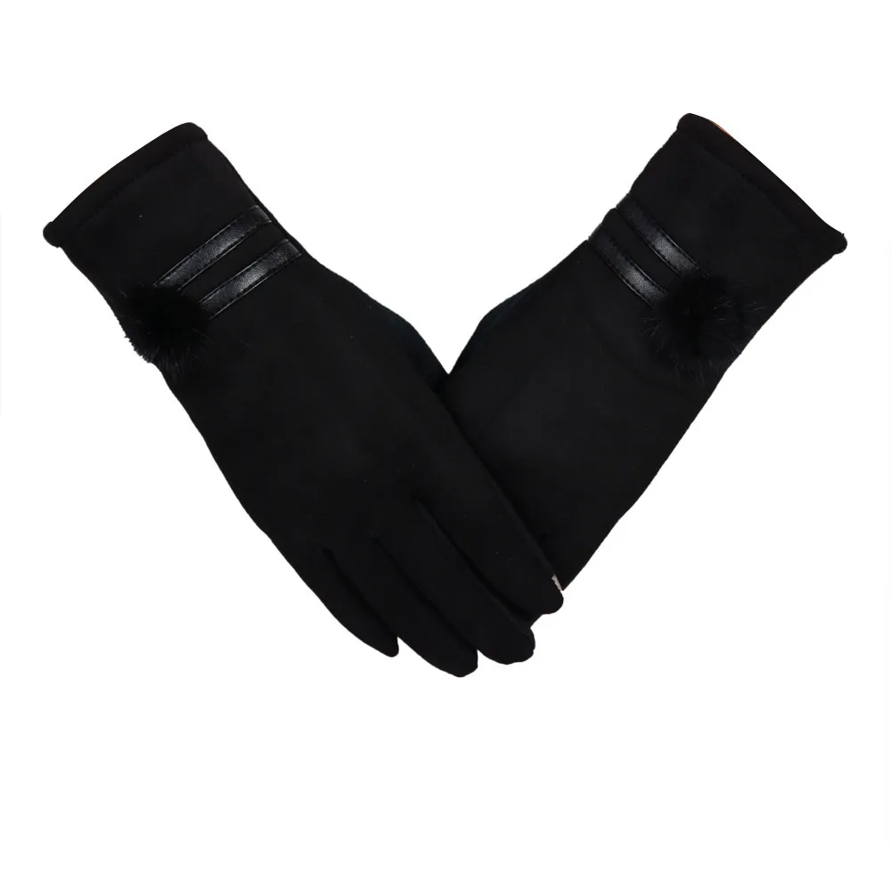 Nouveau mode femme gants hiver gants ECRAN tactile daim Elegant chaud doux poignet дуговые рукавицы для женщин#0718 - Цвет: Черный