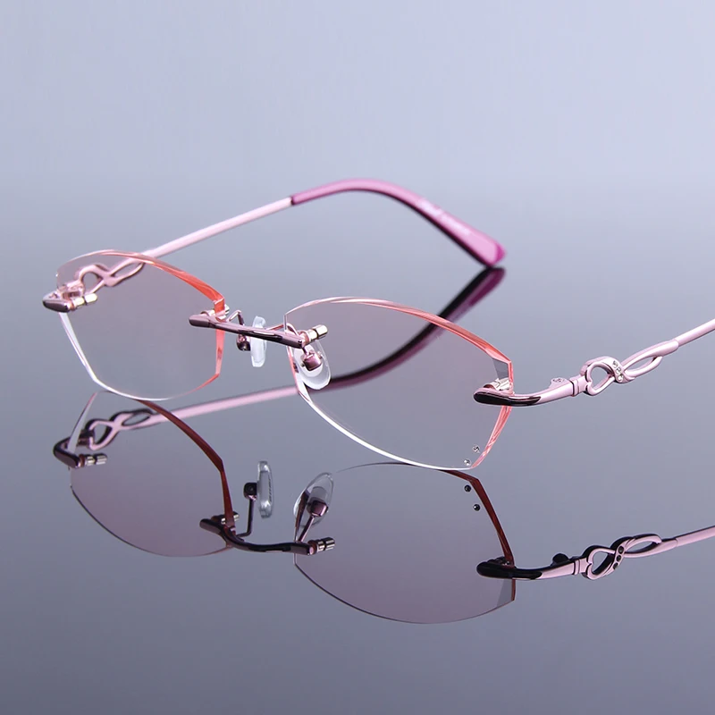 

New Designer Rimless Reading Glasses Women Rhinestone Eyeglasses High Clear Lens Anti Reflective Coating Prescription Eyewear
