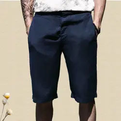Летние Повседневное мужские льняные шорты красивый моды Стиль Для мужчин быстрое высыхание Пляжные шорты сплошной плюс Размеры M-2XL