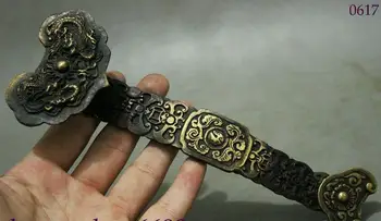 

Chinese Buddhist FengShui Bronze Lucky Dragon Statue RuYi Phurba Dagger Holder