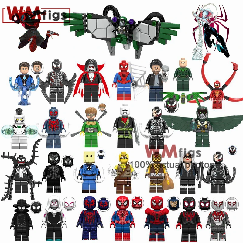

Single Spiderman Movie Vulture Gwen Stacy Venom Carnage Shocker Chameleon Goblin Model Supervillian Building Blocks Kids Toys