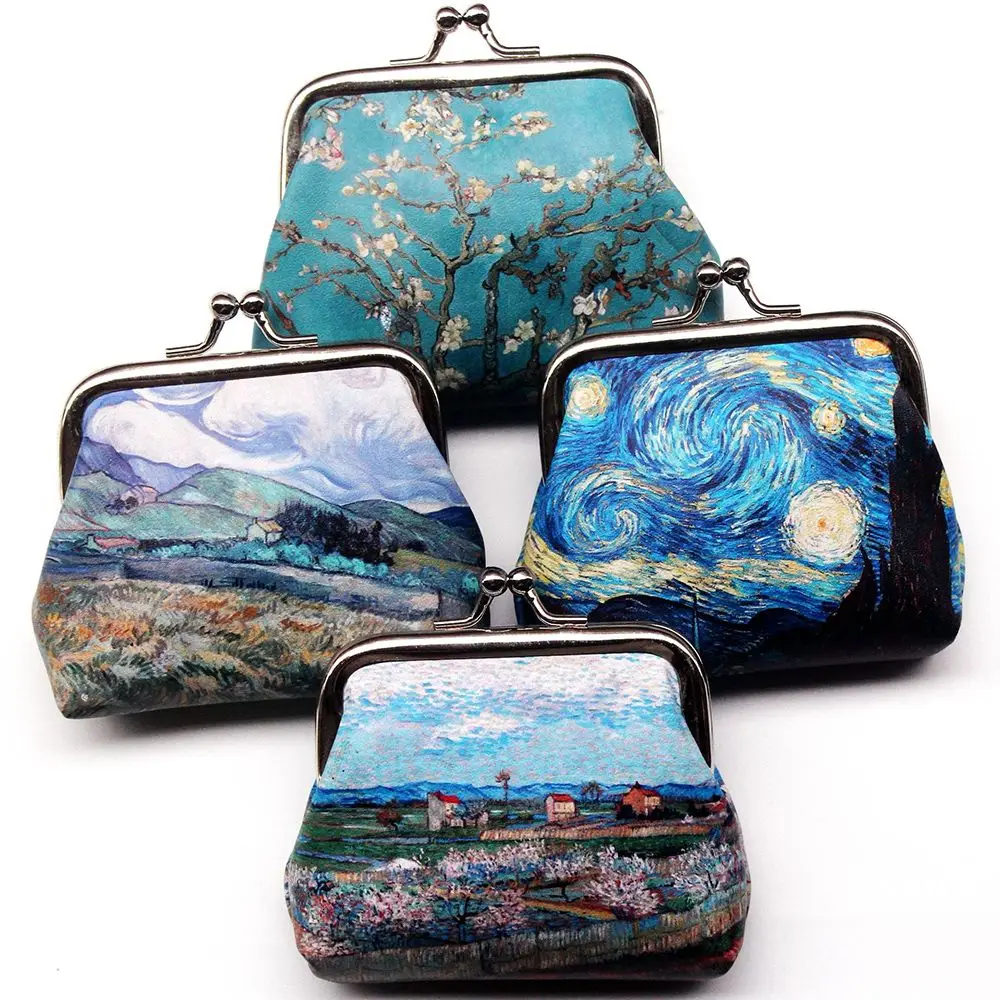 

Vintage Women Printing Coin Purses Girl Hasp Wallet Ladies Clutch Change Purse Female Mini Money Bag PU Leather holders