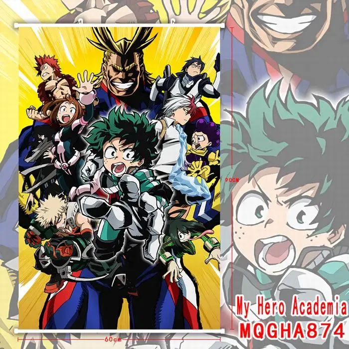 

My Hero Academia Boku no Hero Academia Scrolls Art Silk Paintings Wall Picture Plastic Hanging Fabric Sticker Poster 90X60 CM