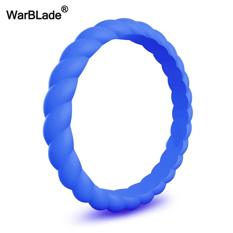 21 цвет тонкий плетеный силиконовый кольцо для женские обручальные кольца резинки Гипоаллергенное для кроссфита гибкое Силиконовое кольцо для пальцев - Цвет основного камня: blue