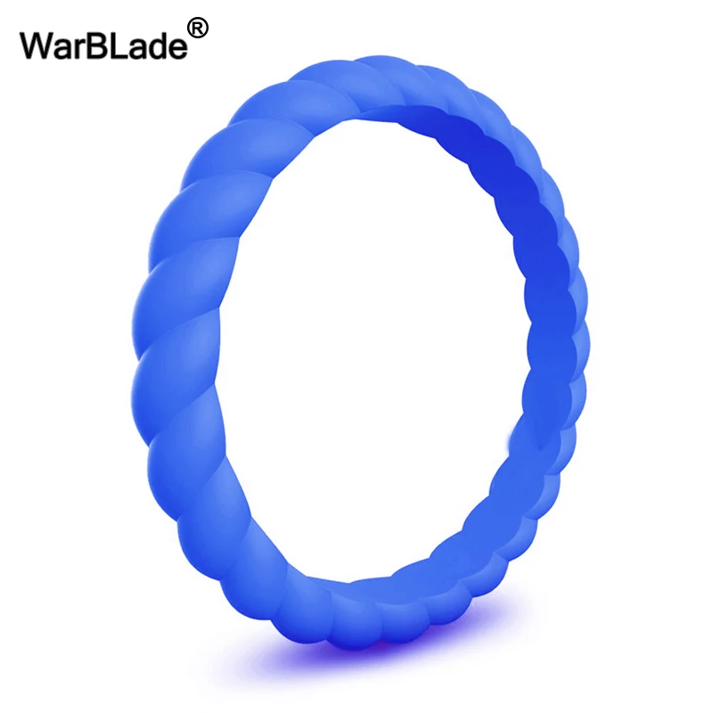 3mm Thin Braided Silicone Ring Fashion Sports Hypoallergenic Crossfit Flexible Woven Rubber Finger Ring For Women Wedding Rings 