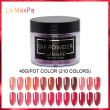 LaMaxPa погружающийся порошок 40 г/банка без лампы быстро высыхает длительный цвет ногтей dip порошок дизайн ногтей