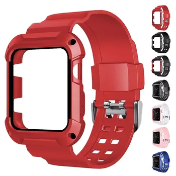 

For Apple 1 2 3 All-inclusive Button Protection Smart Watch Wristband For Apple Watch Smartwatch Fitness Bracelet TPU Straps