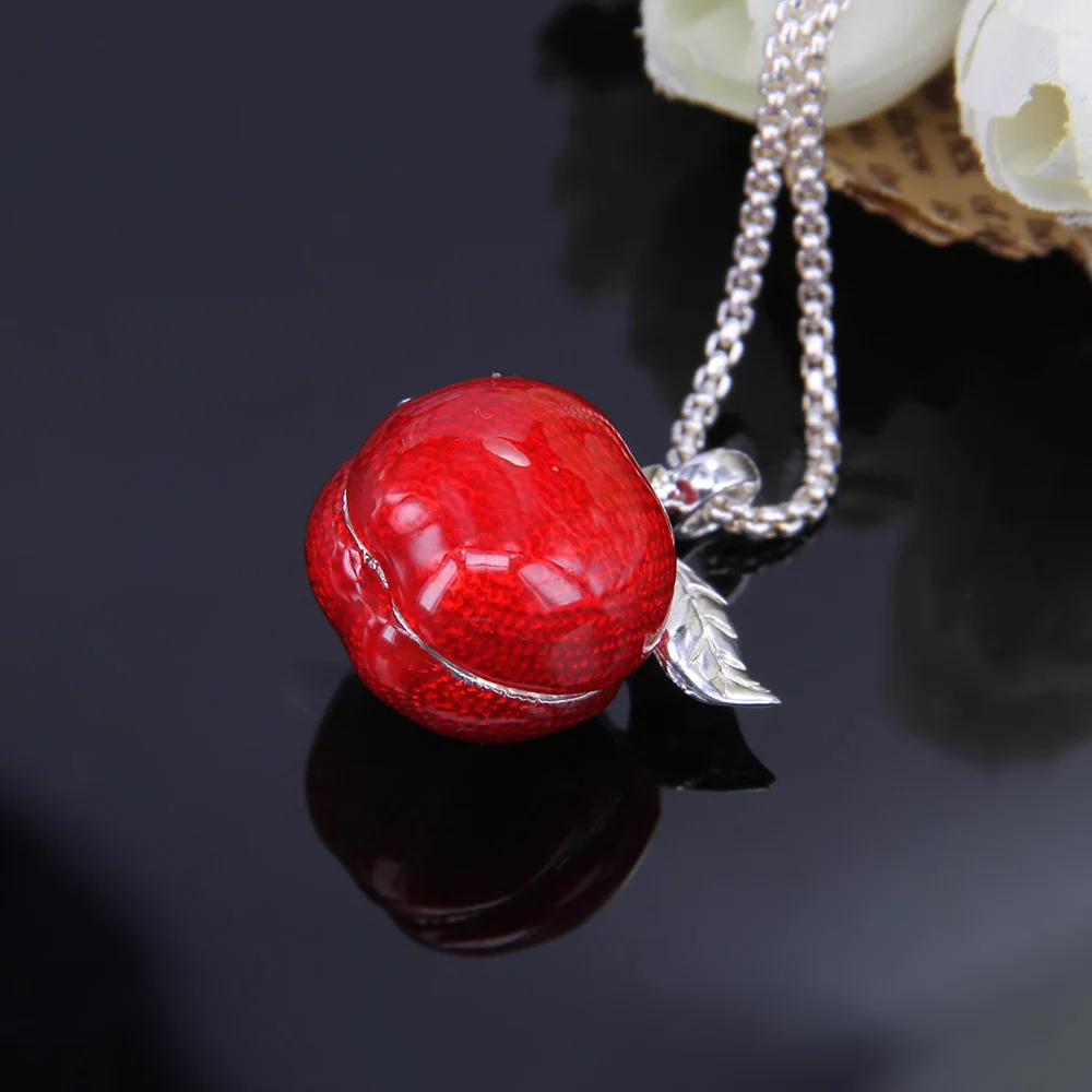 Ожерелье с подвеской в виде красного яблока красной эмалью|necklace fashion|necklace