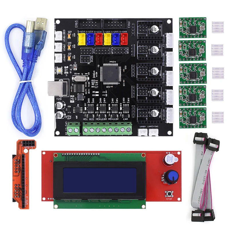 New 3D Printer MELZI Motherboard Reprap MKS MELZI Controller MainBoard 2004LCD Board For Prusa I3 Printer
