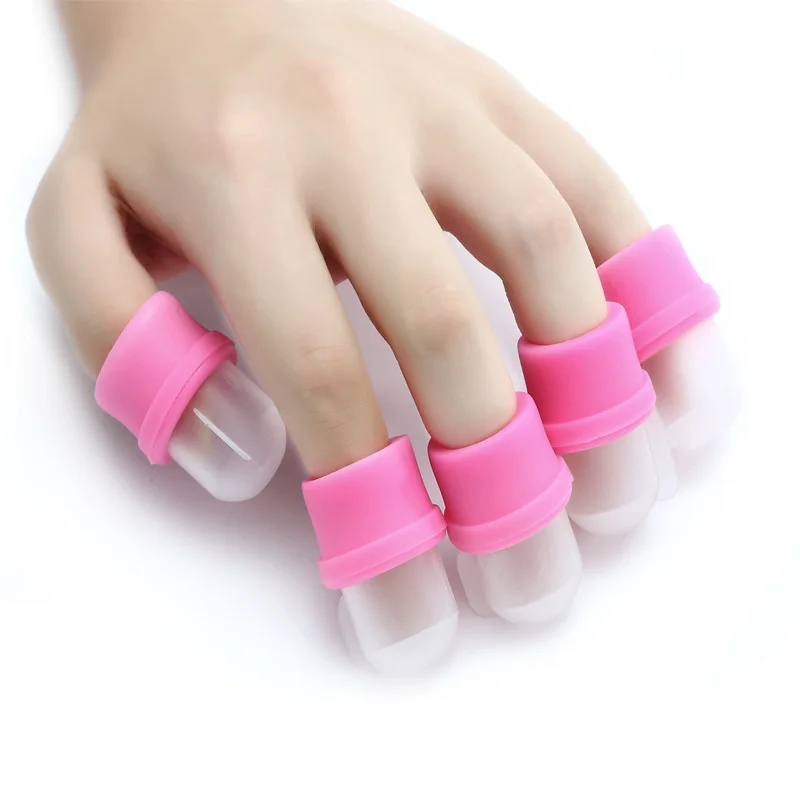 10 Pcs/Set Nail Soak Off Cap UV Gel Polish Remover Silicone Cover Nail