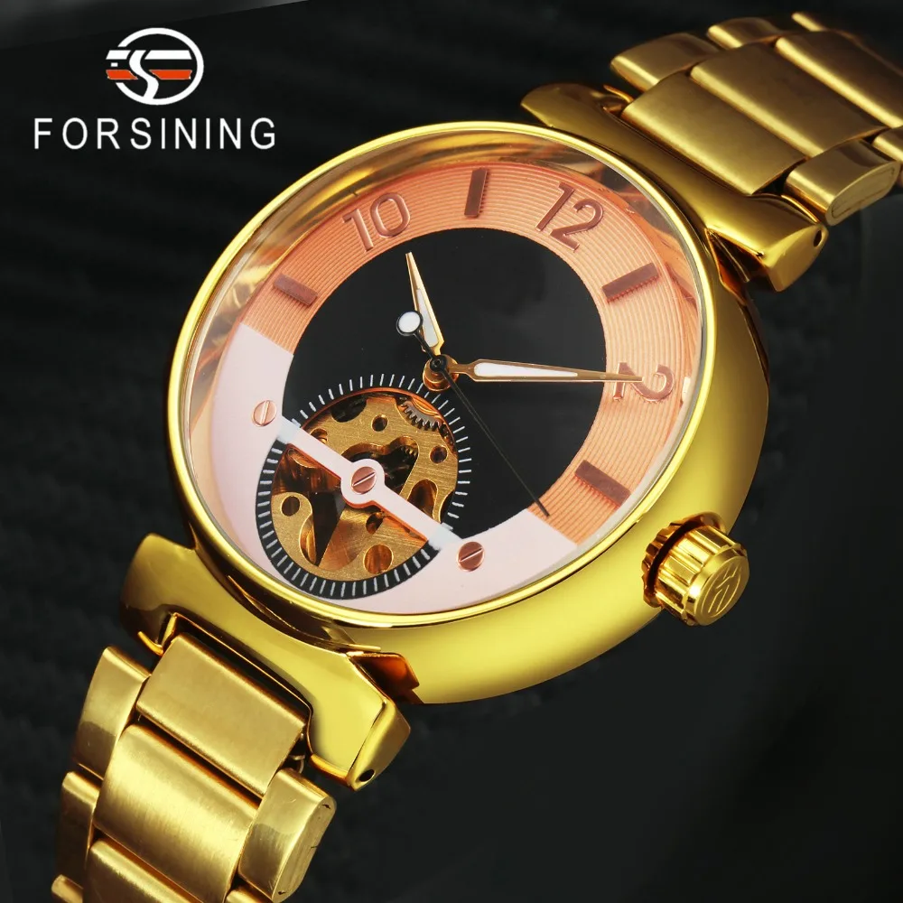 

FORSINING High Quality Fashion Casual Men Auto Mechanical Wrist Watch Roman Numerals Skeleton Red Dial Royal Business Watch Men