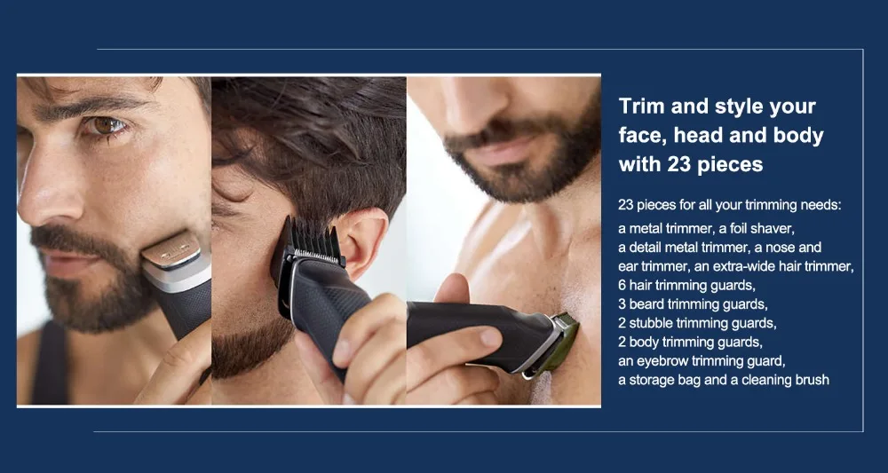 Philips Norelco серии 7000 Multigroom 18 шт. мужские перезаряжаемые электрический триммер бритвы MG7750/49