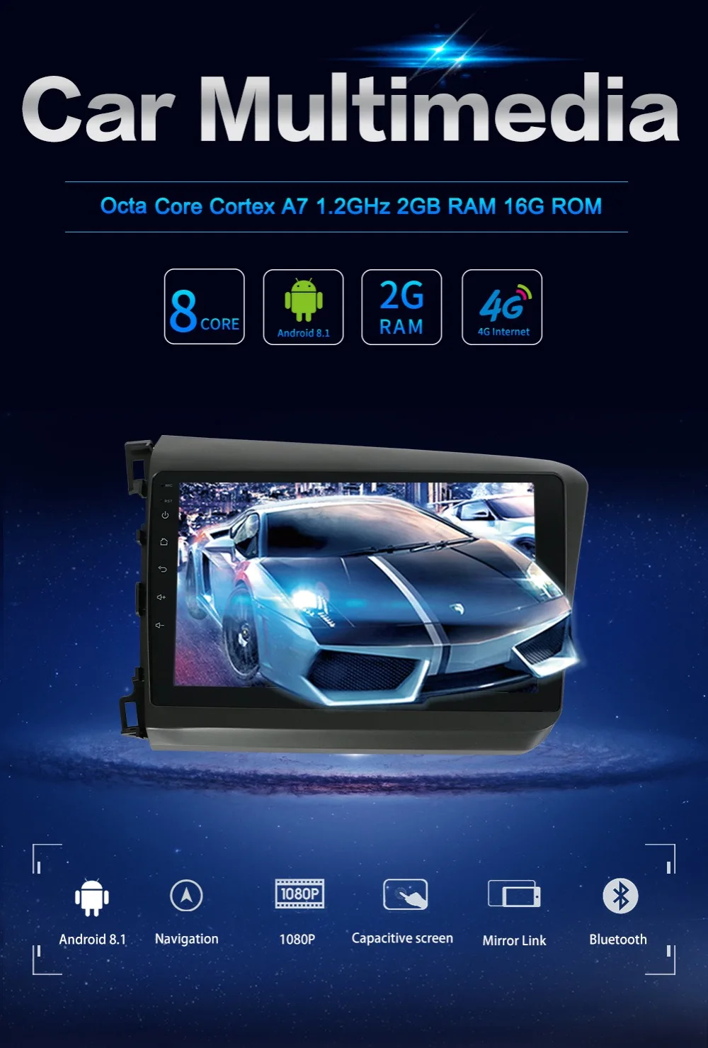 Flash Deal Bosion Android 9.0 Car DVD Player GPS Navigation Multimedia For Honda Civic Radio 2012-2Z015 car stereo 2 din Video multimedia 3