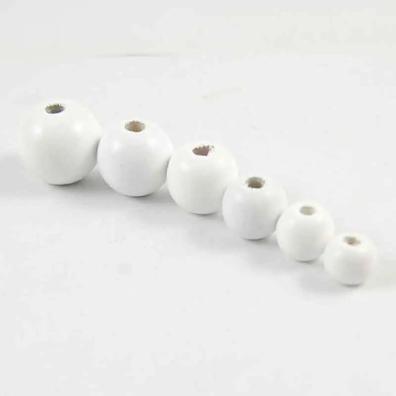 

100pcs/lot 6 8 10 12 14 16 18 20mm Round Wood Spacer Beads White Painted Wooden Ball Puzzle Beads DIY Jewelry Making Findings