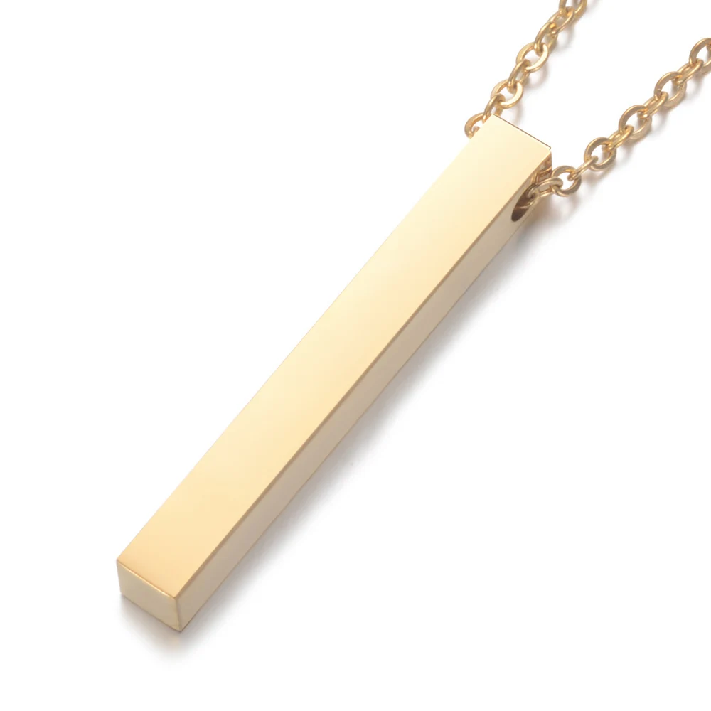 5pcs 5*40mm 3D Bar Necklace Mirror Polish 316L Stainless Steel Unisex Necklace Jewelry 5 Colors with 45cm Long Chain Best Gifts - Окраска металла: Gold