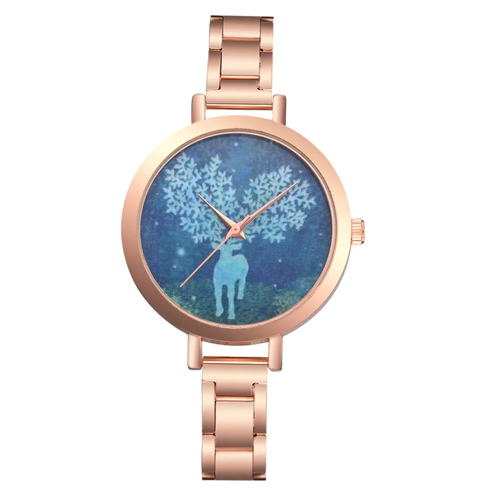 Lvpai Blue dial Women's Watch Deer Animal Graphics Watch Steel Belt Quartz Wrist Watch Lvpai Blue dial Women's Watch Deer Animal Graphics Watch Steel Belt Quartz Wrist Watch