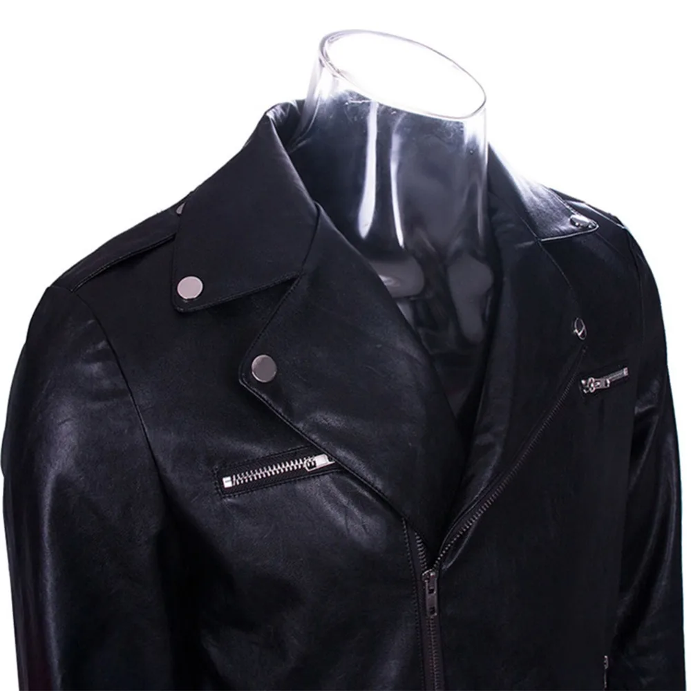 Черная куртка из искусственной кожи для прогулок, байкерские куртки в уличном стиле, костюм для косплея Negan