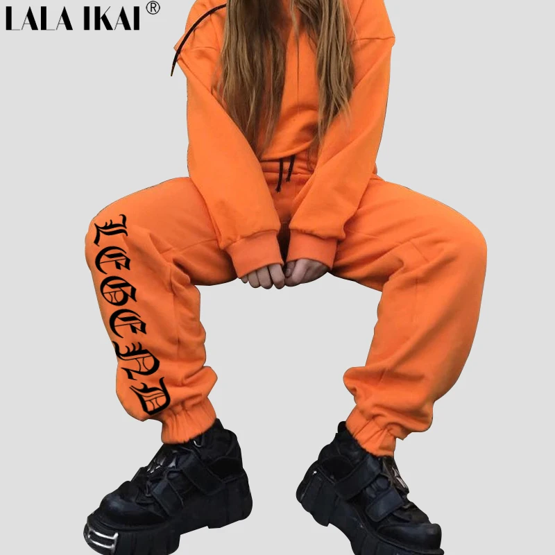 Buy Women Letter Printed Striped Loose Pants String