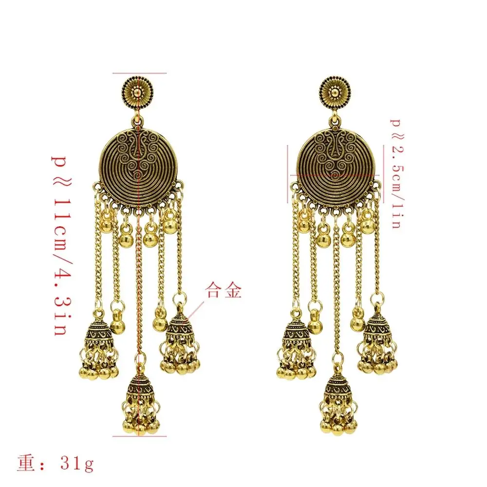Новые модные эффектные серьги в стиле бохо Jhumka lLong серебристые виде