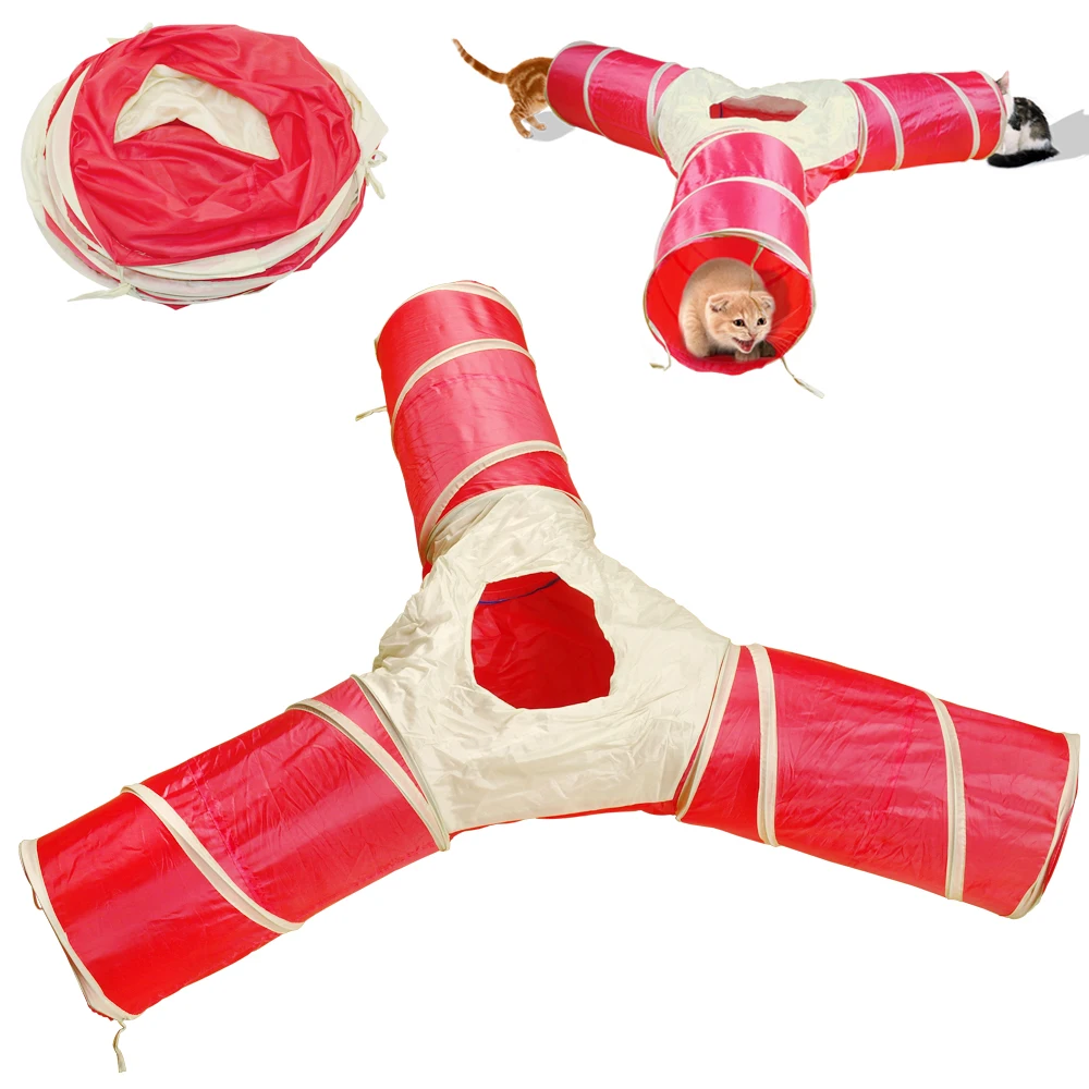 

Foldable Pet Cat Tunnel Collapsible 3 Way Play Toy CatsTube Fun for Rabbits, Kittens, and Dogs