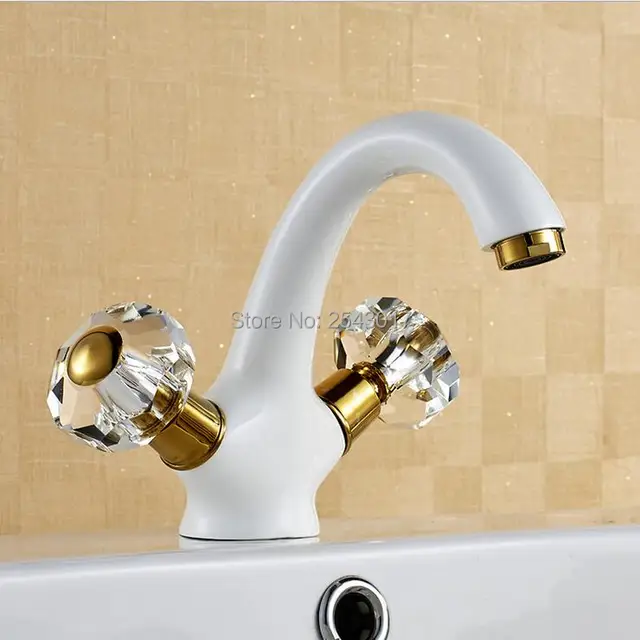 Crystal Handle Bathroom Vanity Faucet Deck Mounted Dual Hot Crystal Handle Bathroom Vanity Faucet Deck Mounted Dual Hot And Cold Basin Swan Sink Taps