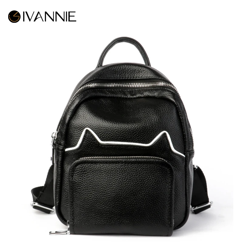 

Backpack For Women Genuine Leather Black Bag Simple Teenager Shoulder Bag mochila feminina bagpack sac a dos zaino donna 2018