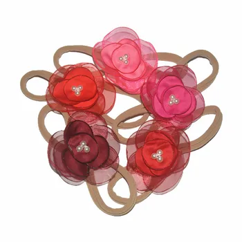 

60Pcs/lot 28Color Choose Girls Lace Flower Headband Newborn Nylon Headband Nylon Elastic Headband Girls Hair Accessories