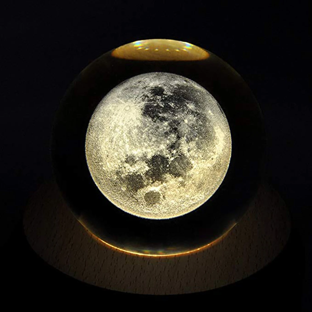Clear Moon Glass Crystal Ball Astronomical Science Model For Kids Students